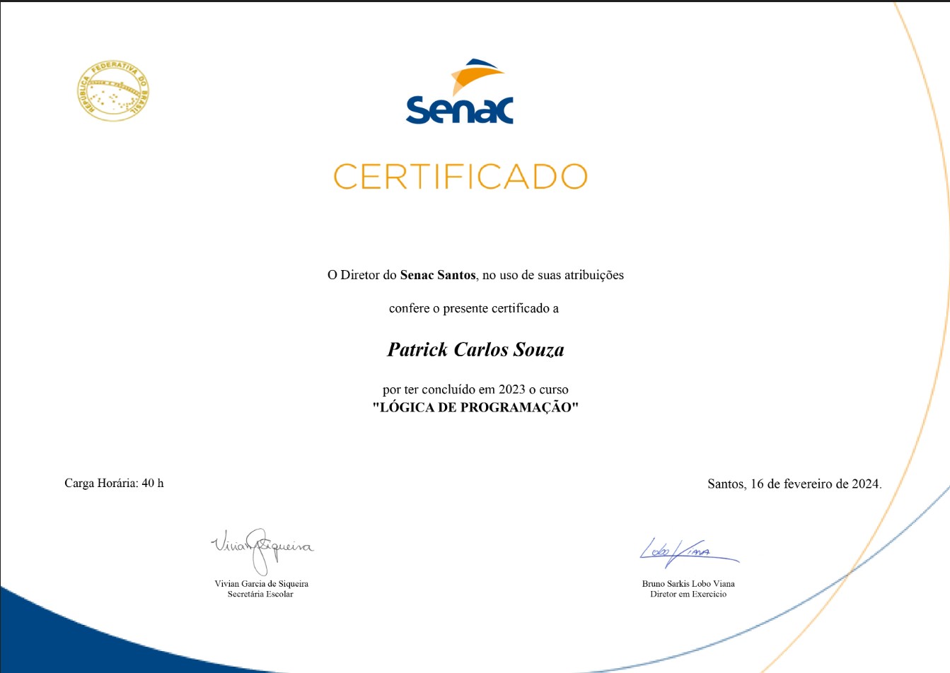 Certificado SENAC