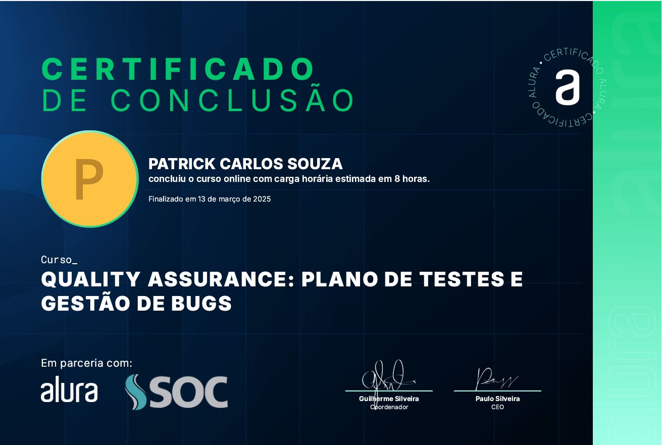 Certificado em Testes de Software